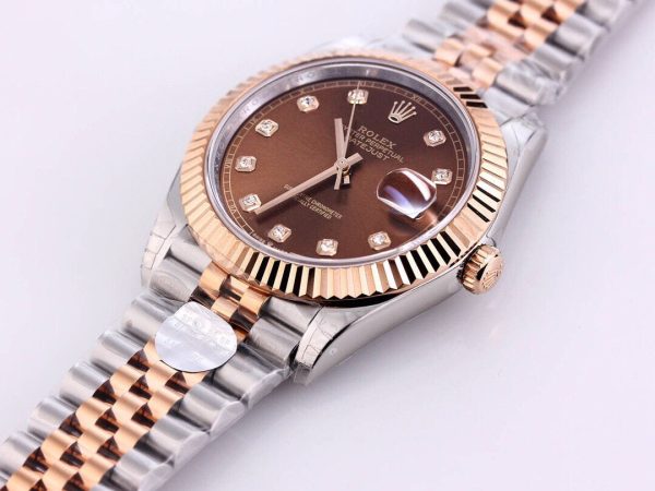 DATEJUST 41 ROSE GOLD STEEL CHOCOLATE DIAMOND DIAL - Image 3