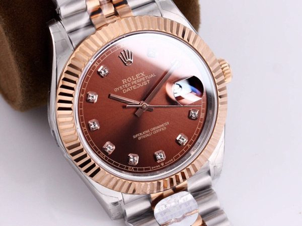 DATEJUST 41 ROSE GOLD STEEL CHOCOLATE DIAMOND DIAL - Image 2
