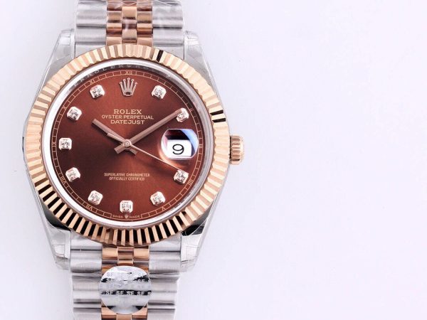 DATEJUST 41 ROSE GOLD STEEL CHOCOLATE DIAMOND DIAL - Image 4