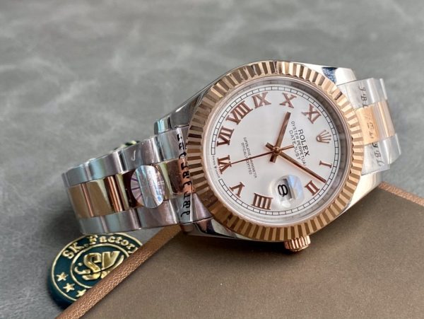 DATEJUST II GOLD STEEL WHITE DIAL ARABIC NUMERALS OYSTER BRACELET - Image 2