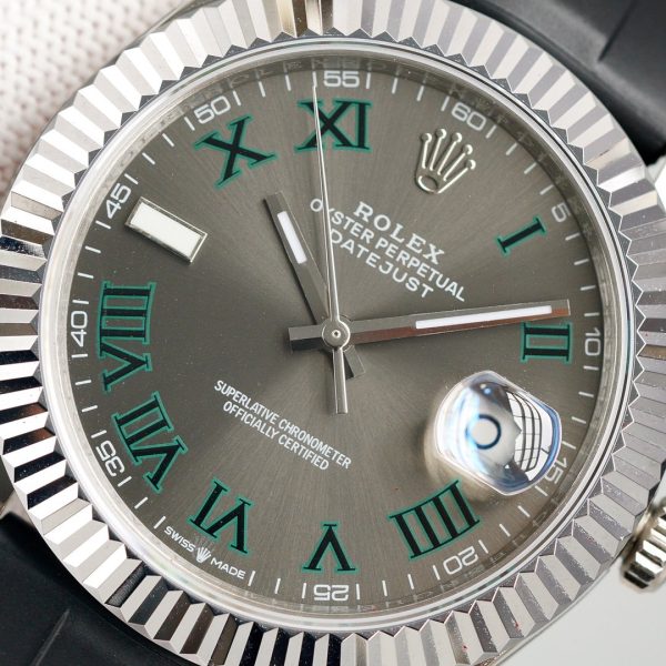 DATEJUST II 41MM STAINLESS STEEL CASE WIMBLEDON DIAL RUBBER STRAP - Image 2