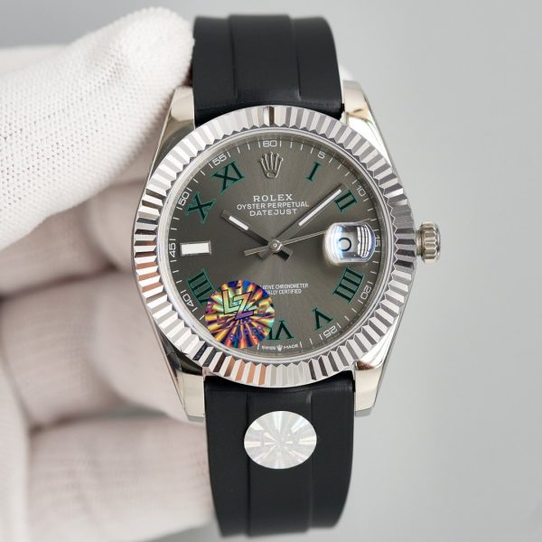 DATEJUST II 41MM STAINLESS STEEL CASE WIMBLEDON DIAL RUBBER STRAP - Image 3