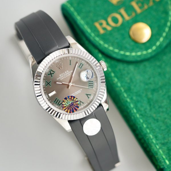 DATEJUST II 41MM STAINLESS STEEL CASE WIMBLEDON DIAL RUBBER STRAP - Image 5