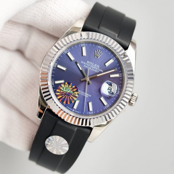 DATEJUST II 41MM STAINLESS STEEL BLUE DIAL RUBBER STRAP - Image 4