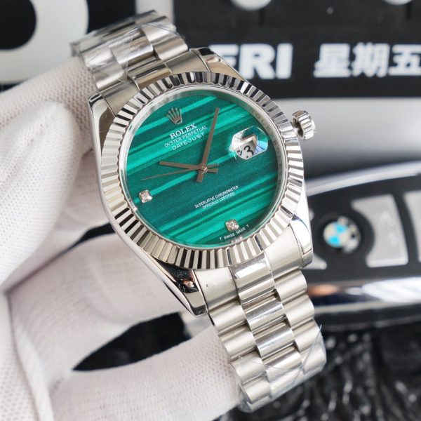DATEJUST 41 STAINLESS STEEL CUSTOM BLUE EMERALD DIAL - Image 2