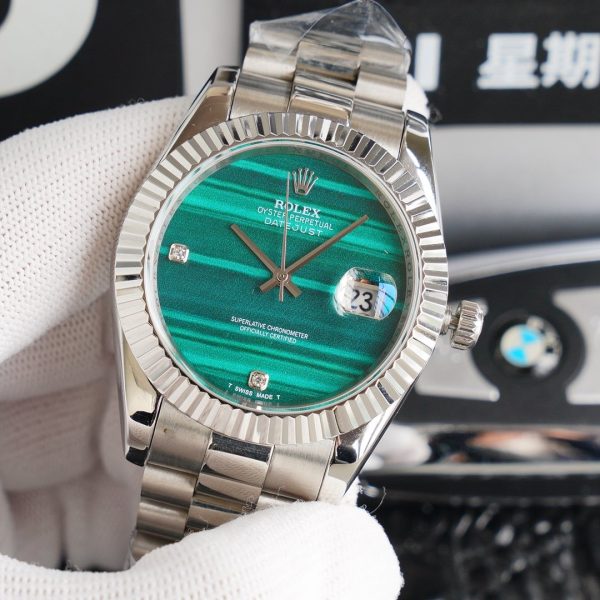 DATEJUST 41 STAINLESS STEEL CUSTOM BLUE EMERALD DIAL - Image 3