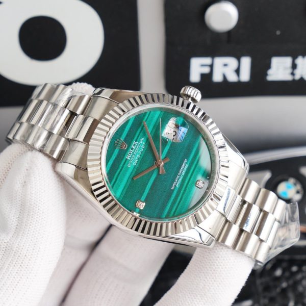 DATEJUST 41 STAINLESS STEEL CUSTOM BLUE EMERALD DIAL - Image 4