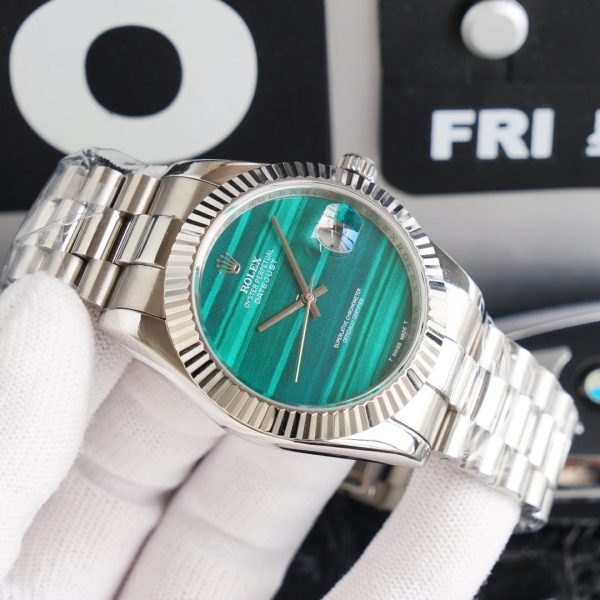 DATEJUST 41 STAINLESS STEEL CUSTOM BLUE EMERALD DIAL - Image 6