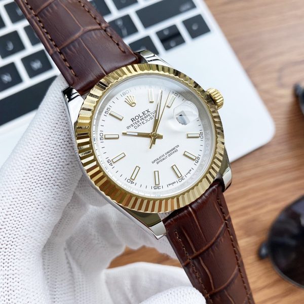 DATEJUST 41 STAINLESS STEEL LEATHER STRAP - Image 2