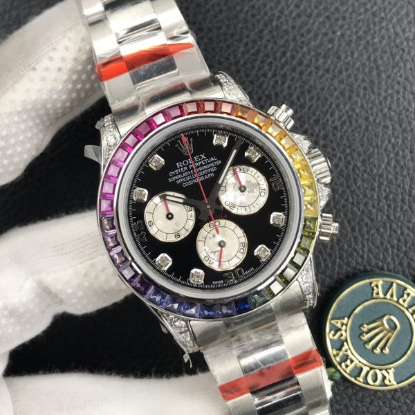 DAYTONA WHITE GOLD CUSTOM RAINBOW 116520 - Image 3