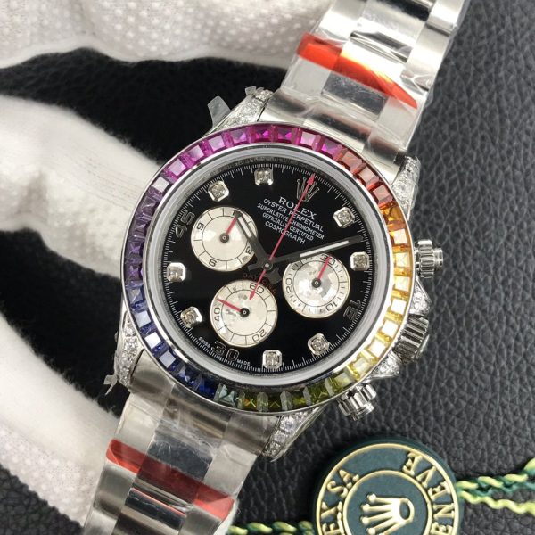 DAYTONA WHITE GOLD CUSTOM RAINBOW 116520 - Image 4