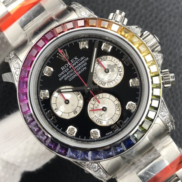 DAYTONA WHITE GOLD CUSTOM RAINBOW 116520 - Image 2
