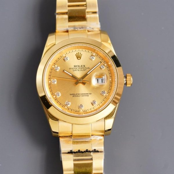 DATEJUST 41MM GOLD SMOOTH BEZEL DIAMOND NUMERALS - Image 3