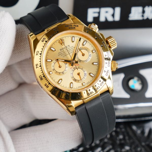 DAYTONA 40MM GOLD CASE BLACK RUBBER STRAP - Image 3