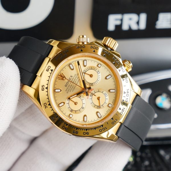 DAYTONA 40MM GOLD CASE BLACK RUBBER STRAP - Image 6