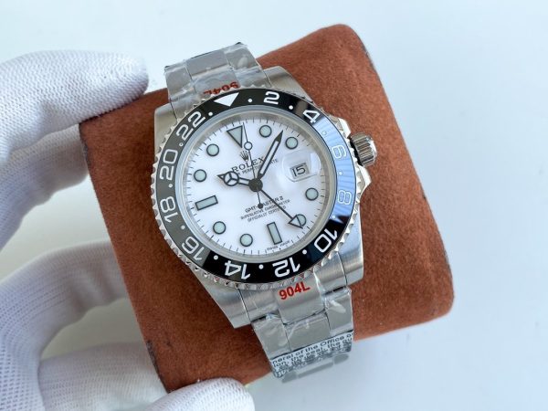 GMT-MASTER II CUSTOM CERAMIC BLACK BEZEL WHITE DIAL - Image 3