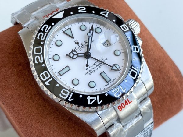 GMT-MASTER II CUSTOM CERAMIC BLACK BEZEL WHITE DIAL - Image 5