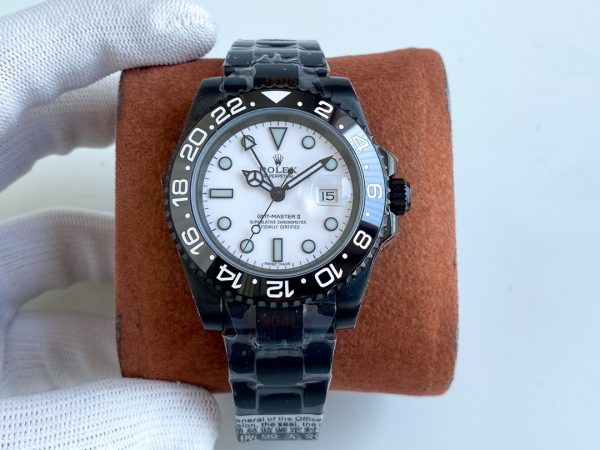 GMT-MASTER II CUSTOM ALL BLACK BEZEL WHITE DIAL - Image 3
