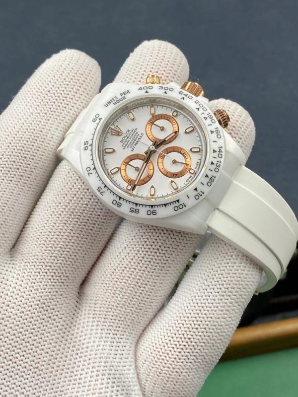 DAYTONA CUSTOM 40MM WHITE CERAMIC YELLOW WHITE DIAL - Image 3