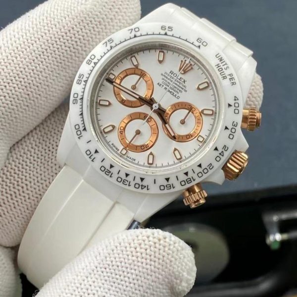 DAYTONA CUSTOM 40MM WHITE CERAMIC YELLOW WHITE DIAL - Image 2