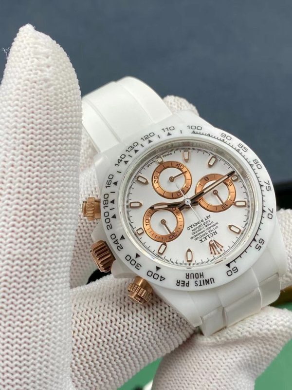 DAYTONA CUSTOM 40MM WHITE CERAMIC YELLOW WHITE DIAL - Image 4