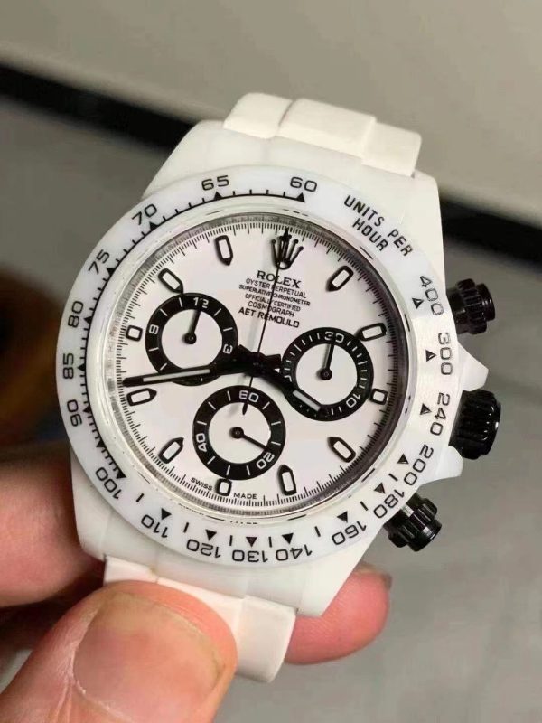 DAYTONA CUSTOM AET 40MM CUSTOM WHITE CERAMIC BLACK WHITE DIAL - Image 2