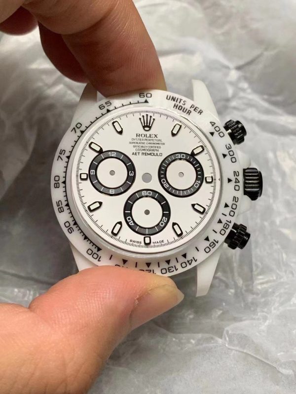 DAYTONA CUSTOM AET 40MM CUSTOM WHITE CERAMIC BLACK WHITE DIAL - Image 6