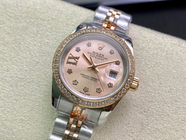 DATEJUST 28 TWO-TONE PINK GOLD DIAMOND BEZEL - Image 3