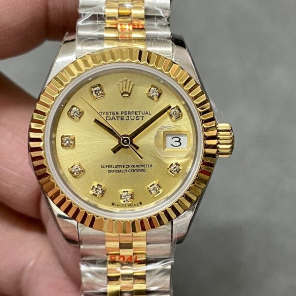 DATEJUST 28MM GOLD STEEL DIAMOND NUMERALS - Image 2