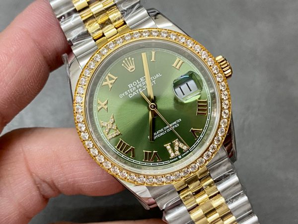 DATEJUST 31MM GOLD STEEL DIAMOND BEZEL GREEN DIAL - Image 2
