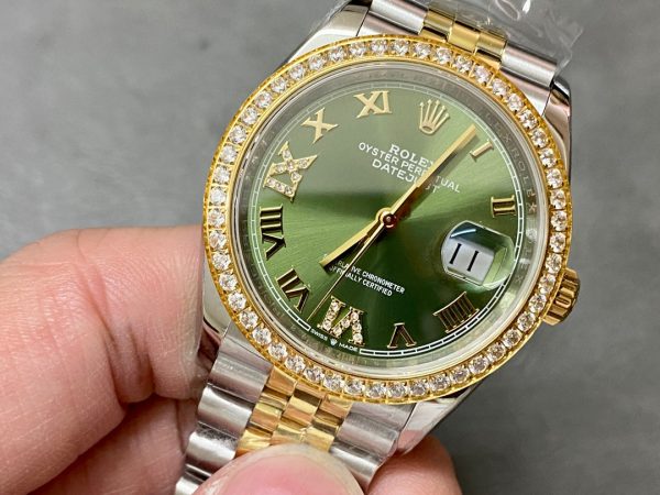 DATEJUST 31MM GOLD STEEL DIAMOND BEZEL GREEN DIAL - Image 3