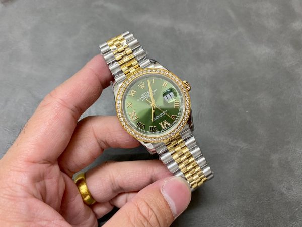 DATEJUST 31MM GOLD STEEL DIAMOND BEZEL GREEN DIAL - Image 4