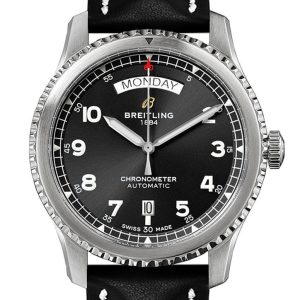 Breitling Navitimer Day Date Black Leather Tang A45330101 B1X1
