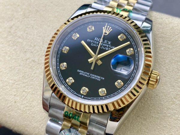 Datejust  Black Diamond Dial Two Tone Yellow Gold Jubilee Bracelet - Image 2