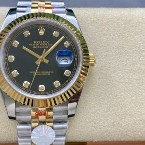 Datejust  Black Diamond Dial Two Tone Yellow Gold Jubilee Bracelet