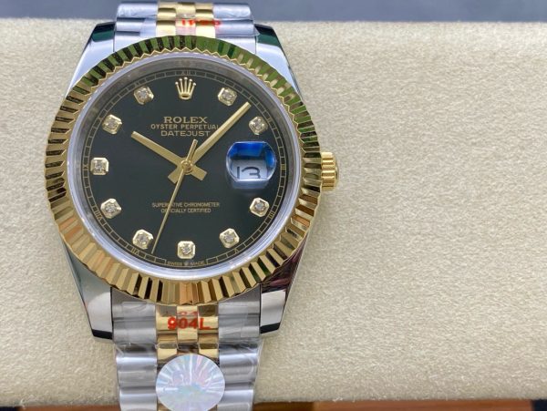 Datejust  Black Diamond Dial Two Tone Yellow Gold Jubilee Bracelet