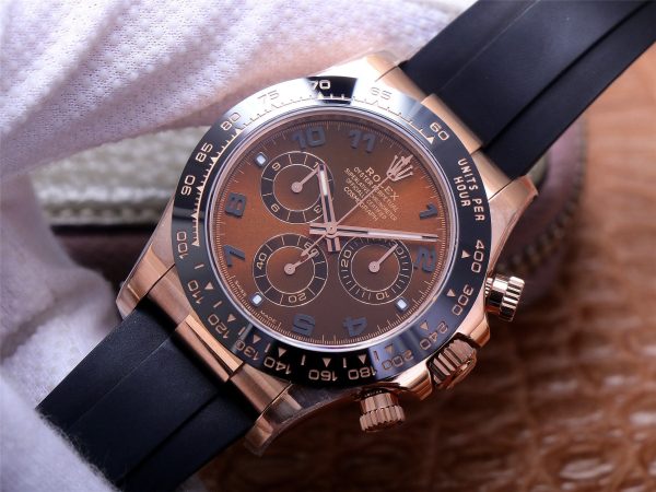 DAYTONA ROSE GOLD CASE 40MM CHOCOLATE DIAL RUBBER STRAP - Image 3
