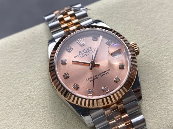 Datejust 31mm Pink Gold Steel Salmon Dial Diamond Numerals - Image 8